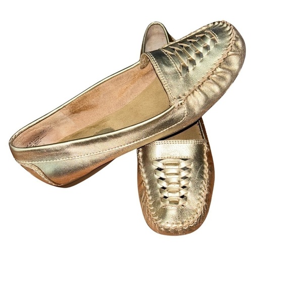 Covington Metallic Gold Leather Loafers - Size 8 - Picture 3 of 6
